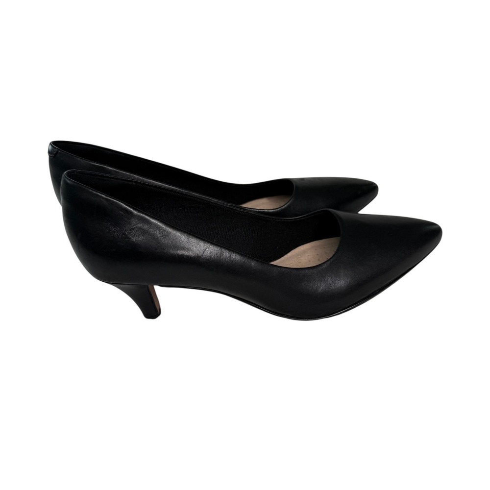Clarks Collection Linvale Jerica Size 8 M Black Leather Pump Heels Shoes Womens